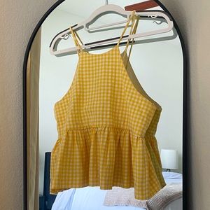 Yellow plaid summery tank - size S